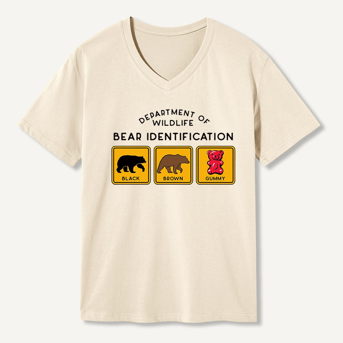 Bear Tee Cotton Classic V-neck T-Shirt
