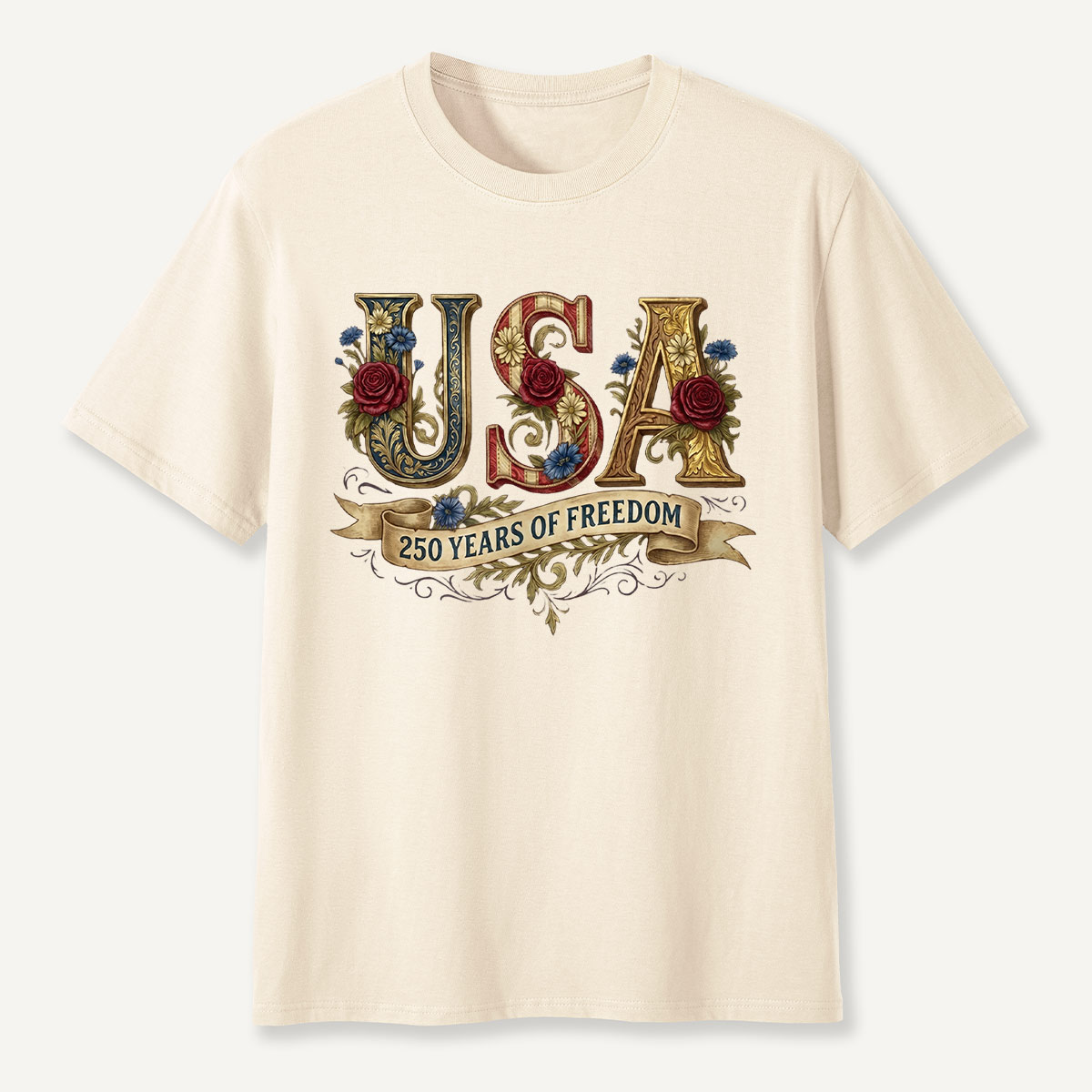 USA 250 Years of Freedom Floral T-Shirt