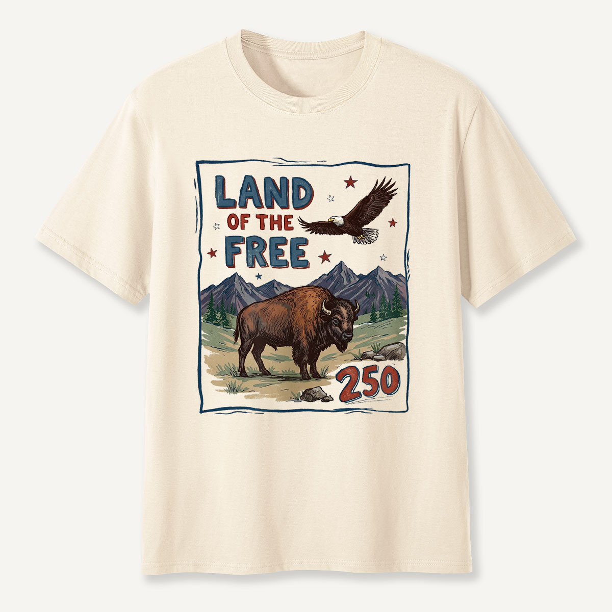 American Wildlife Land of the Free Bison and Eagle T-Shirt