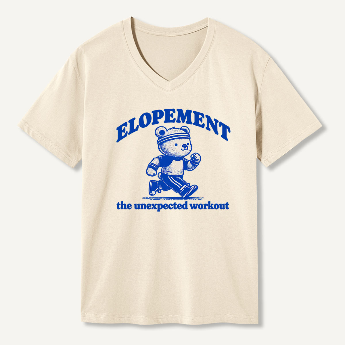 Elopement The Unexpected Workout Running Bear Graphic V-neck T-Shirt