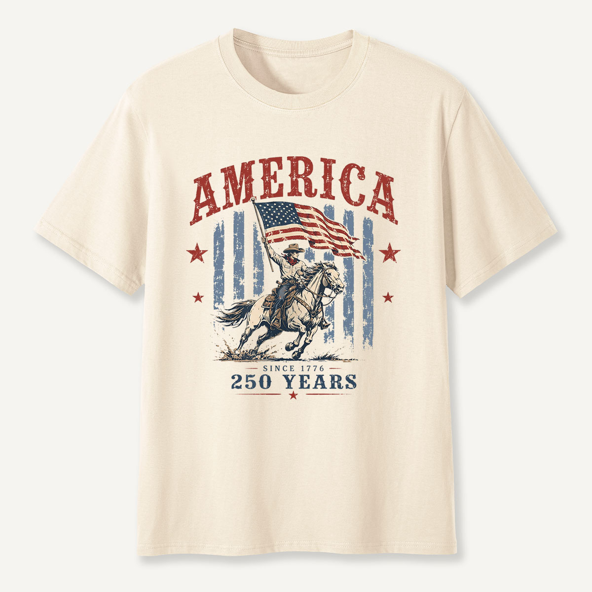 America Since 1776 250 Years Cowboy Riding Horse Flag T‑Shirt