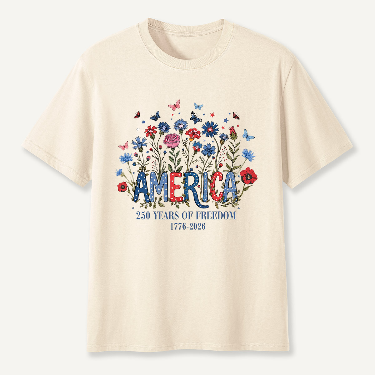 America 250 Years of Freedom 1776–2026 Floral T-Shirt