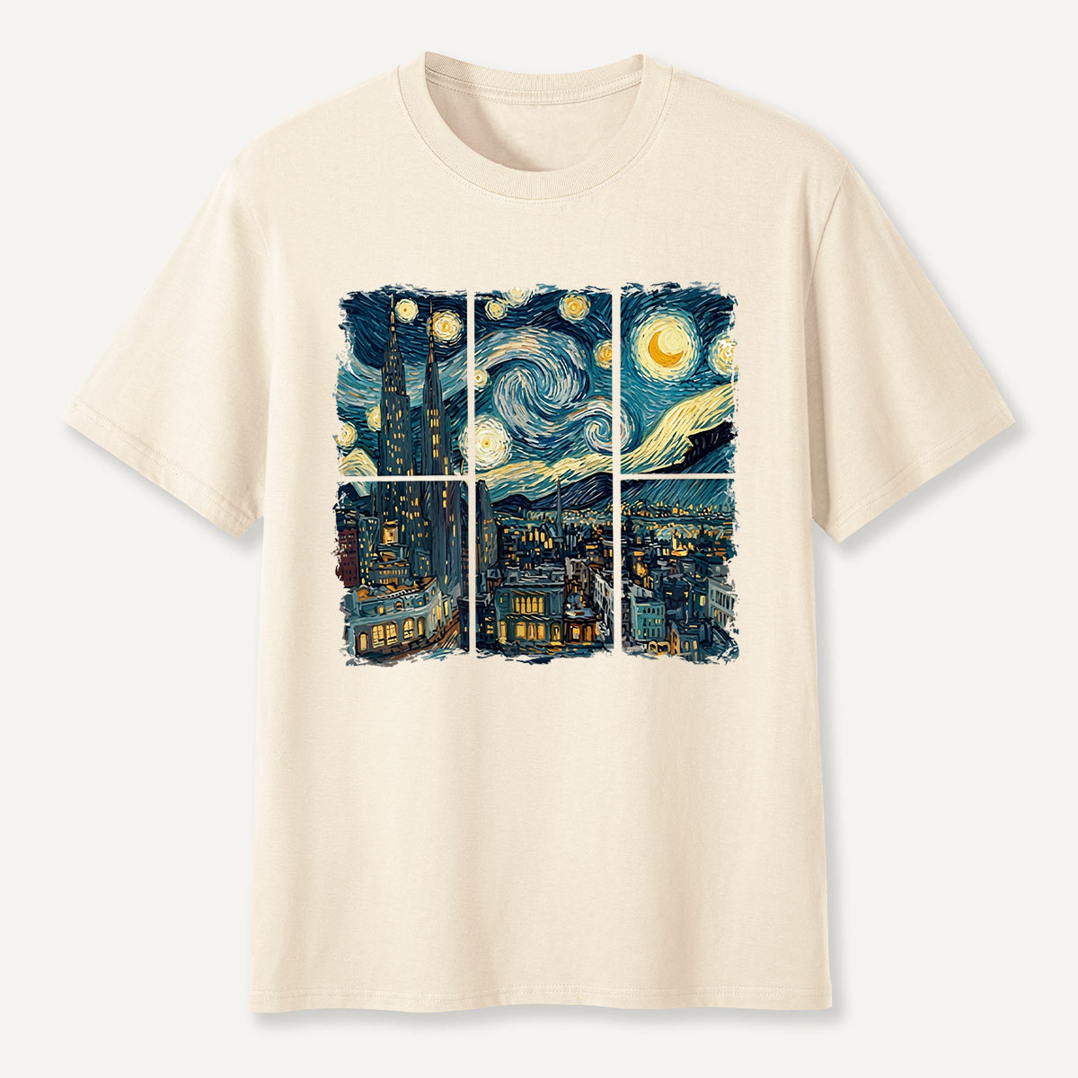 Swirl Night Sky Cityscape T-Shirt