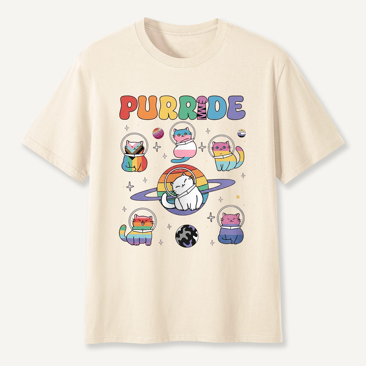 Purride Space Cats Rainbow T-Shirt
