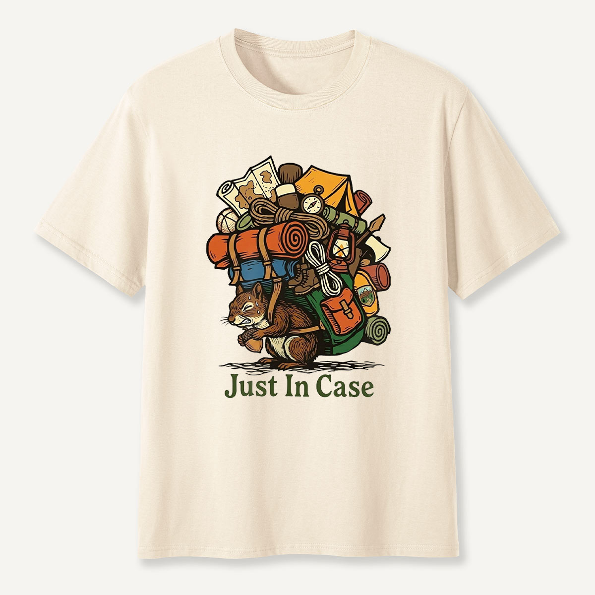 Squirrel Carrying Camping Gear Just In Case T-Shirt