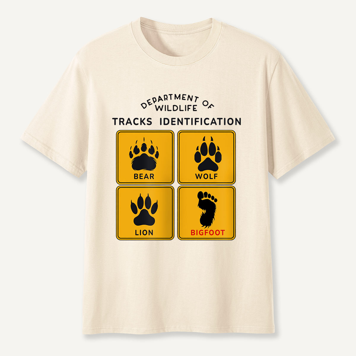 Department of Wildlife Tracks Identification Bear Wolf Lion Cryptids T-Shirt