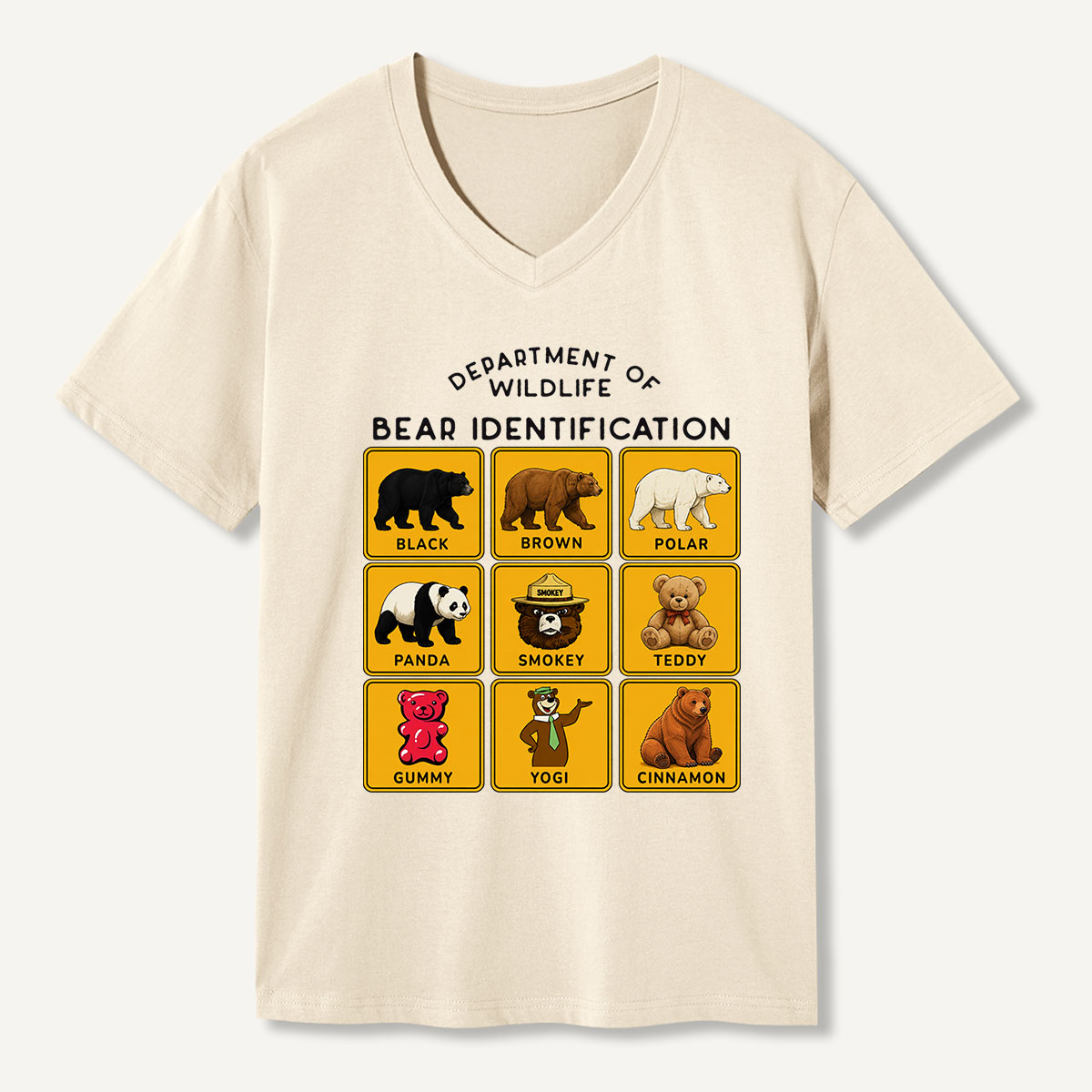 Department of Wildlife Bear Identification V-neck T-Shirt