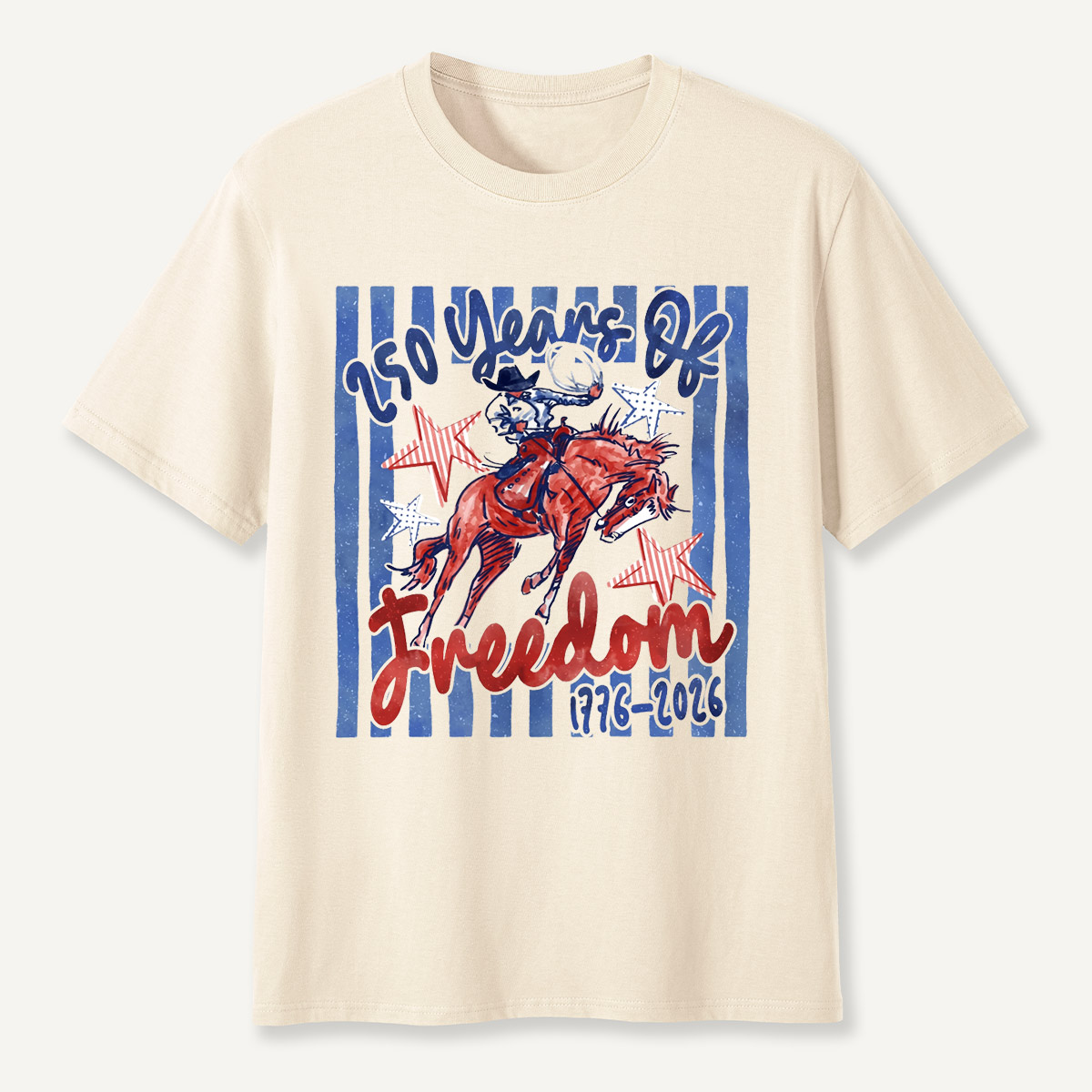 Retro Patriotic Cowboy Horse Riding Freedom T-Shirt