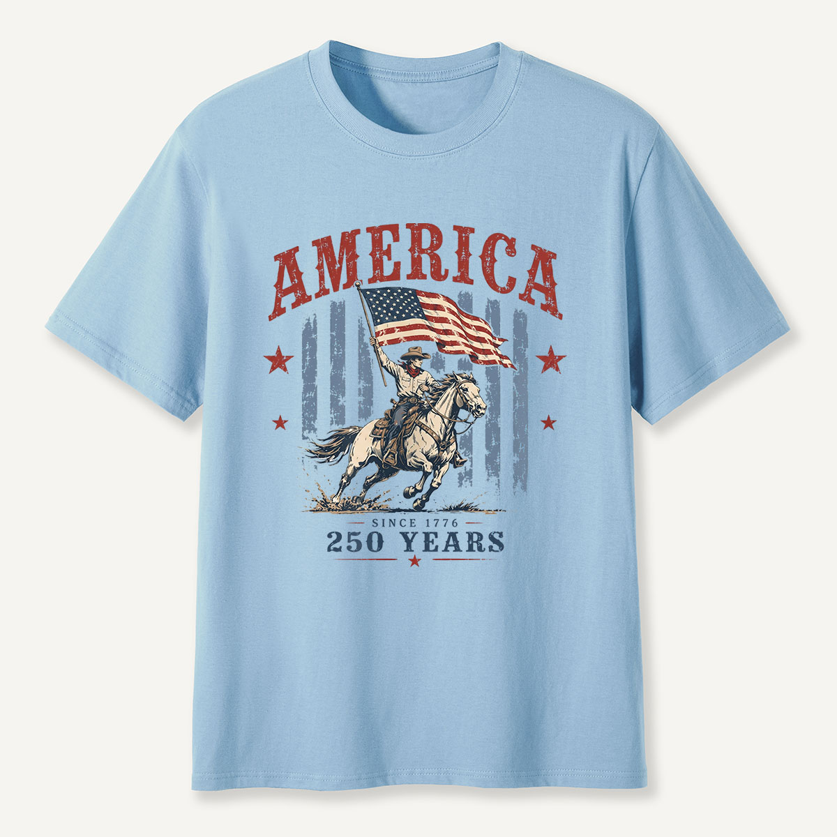 America Since 1776 250 Years Cowboy Riding Horse Flag T‑Shirt