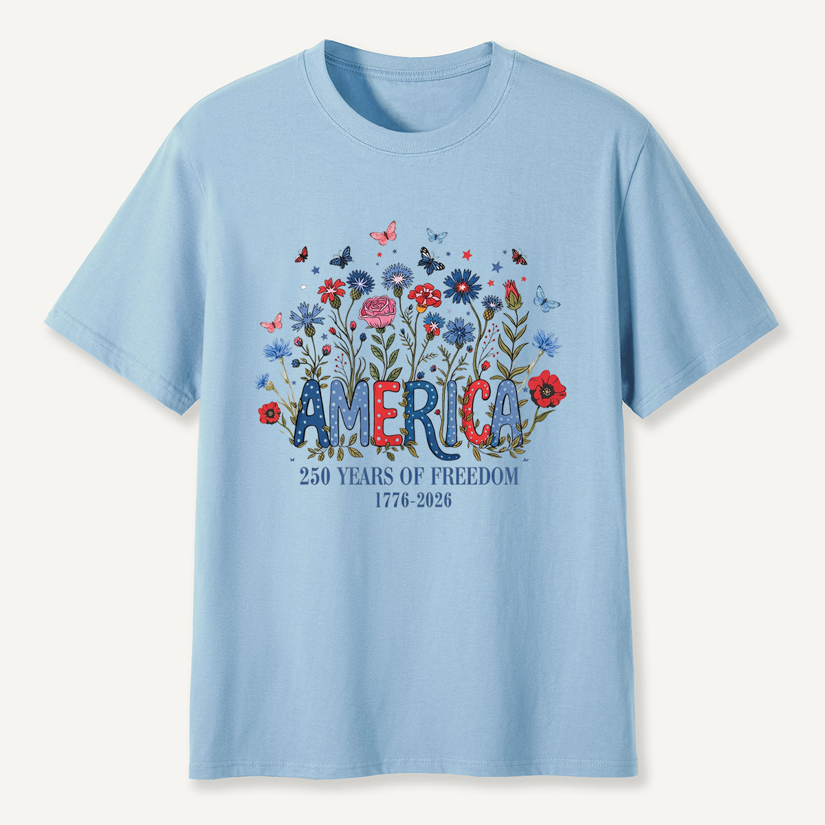 America 250 Years of Freedom 1776–2026 Floral T-Shirt
