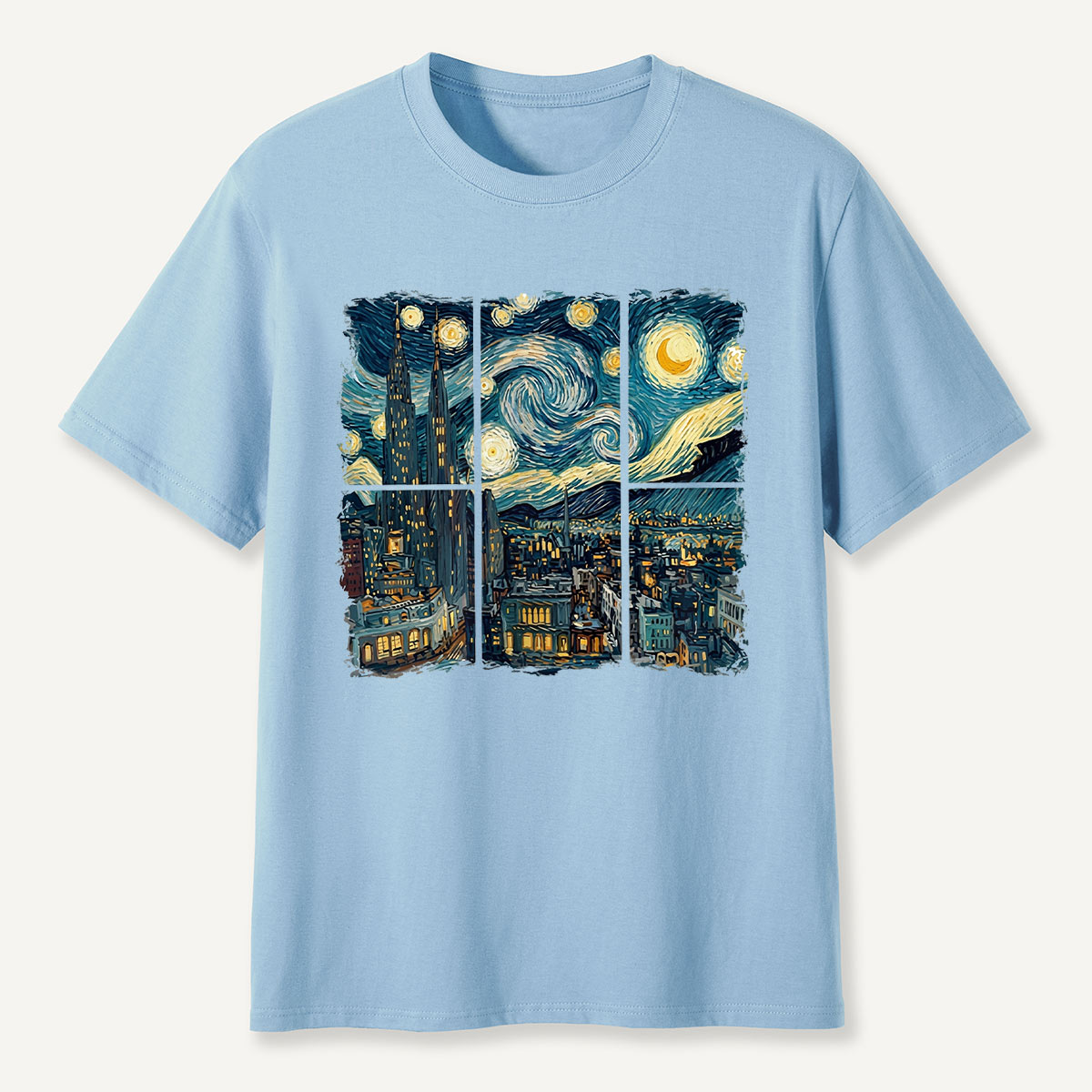 Swirl Night Sky Cityscape T-Shirt
