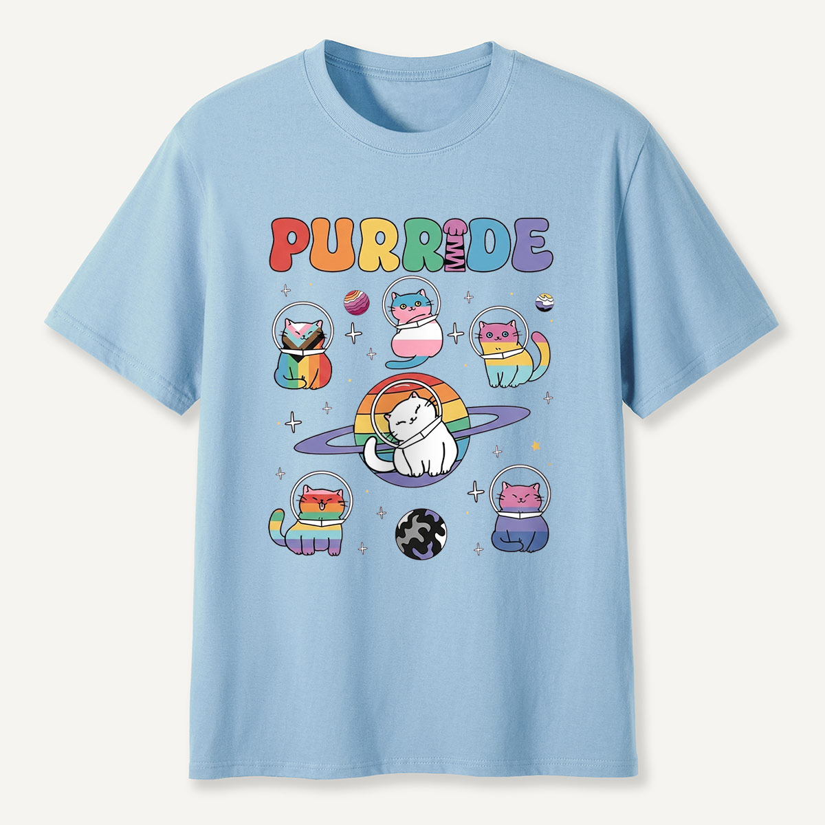 Purride Space Cats Rainbow T-Shirt