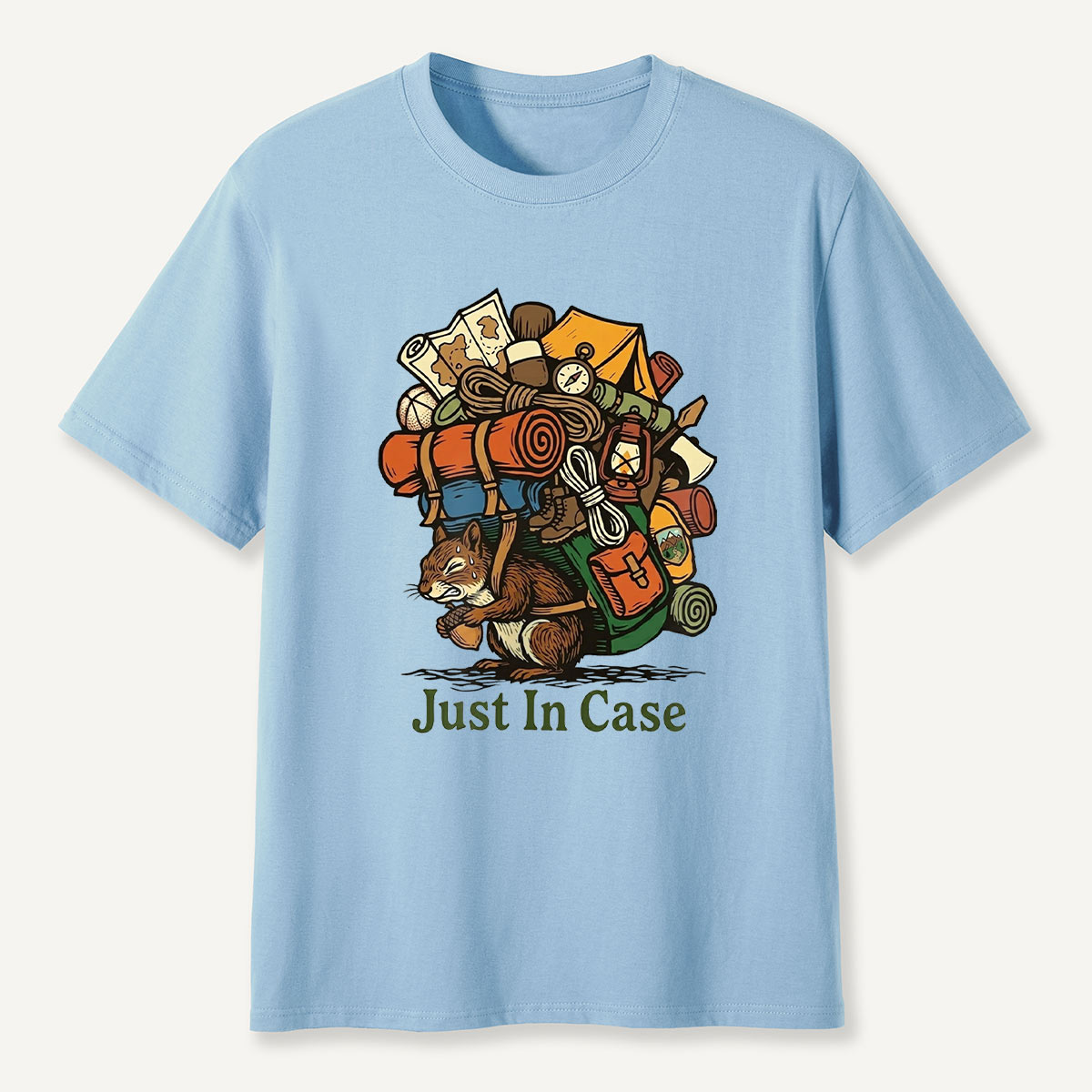 Squirrel Carrying Camping Gear Just In Case T-Shirt