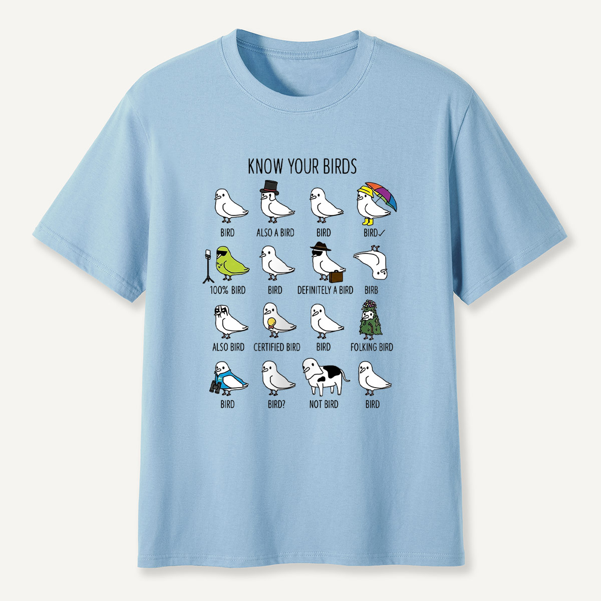 Know Your Birds Bird Chart T-shirt