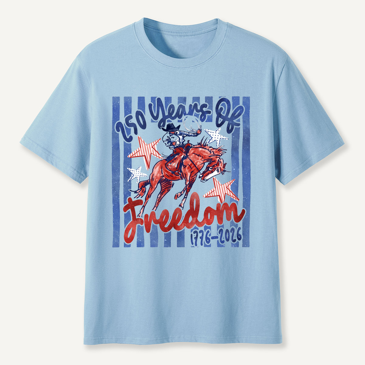 Retro Patriotic Cowboy Horse Riding Freedom T-Shirt