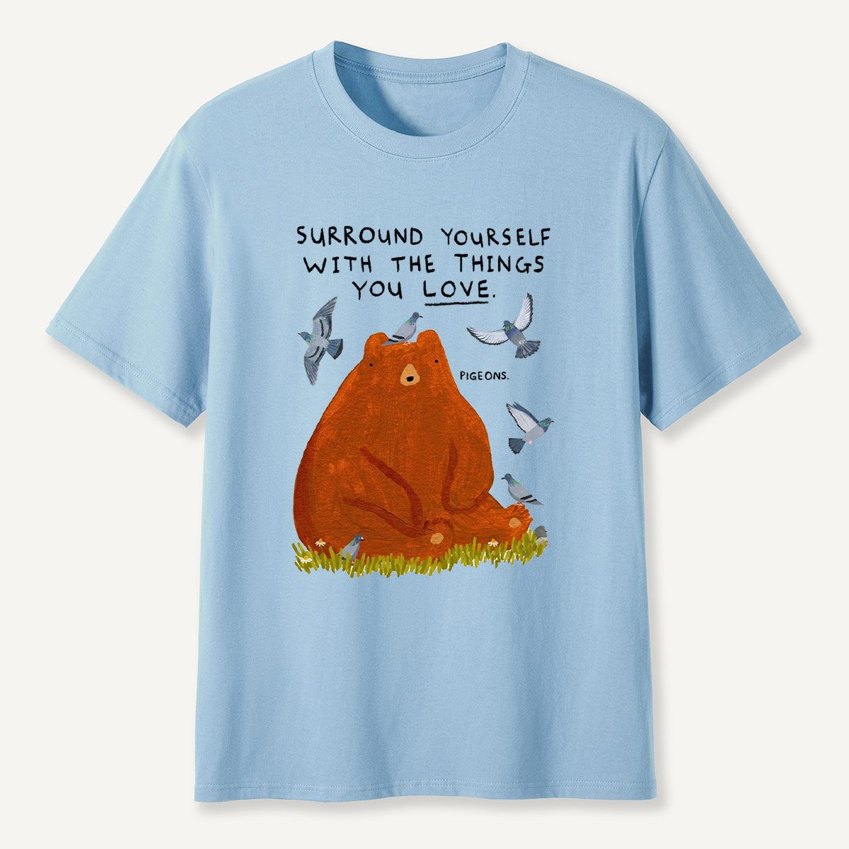 Wildlife Bear and Pigeons Inspirational T-Shirt