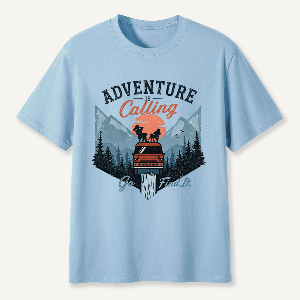 Adventure Is Calling Camper Van Mountain T-Shirt
