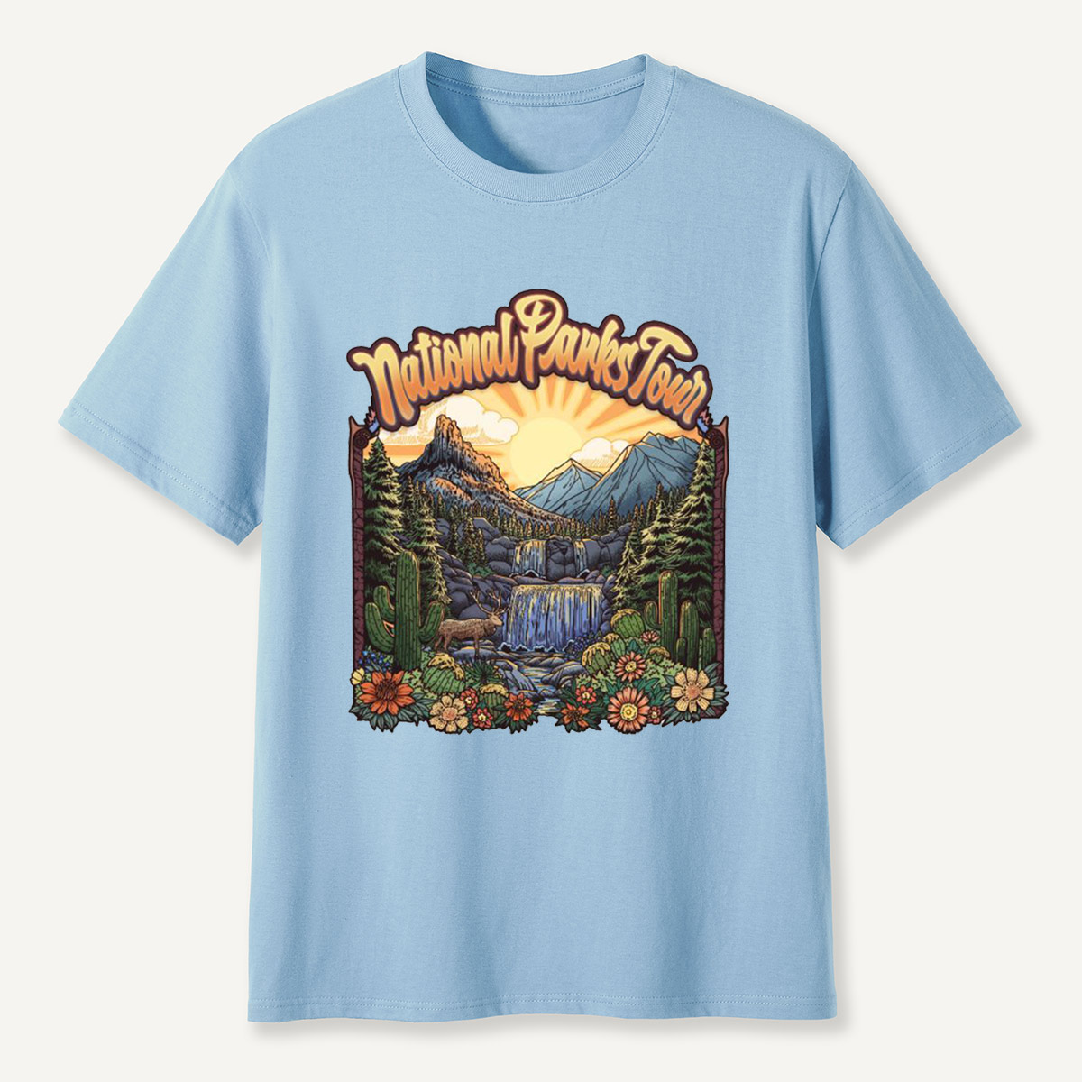 Mountain Waterfall Scenic Landscape National Parks T-Shirt
