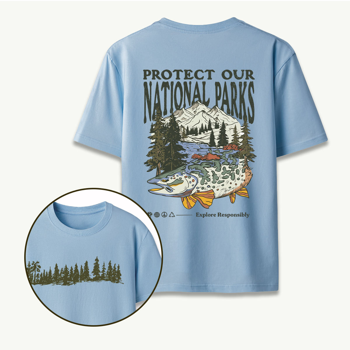 Nature Hiking Explorer Mountain Fish T-Shirt