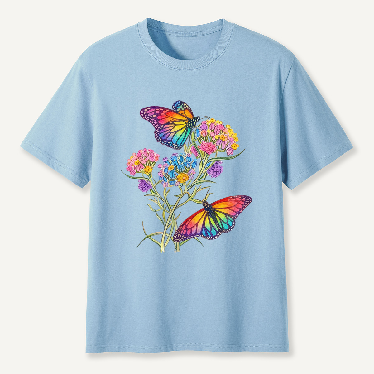 Rainbow Butterflies & Blooming Flowers T-Shirt