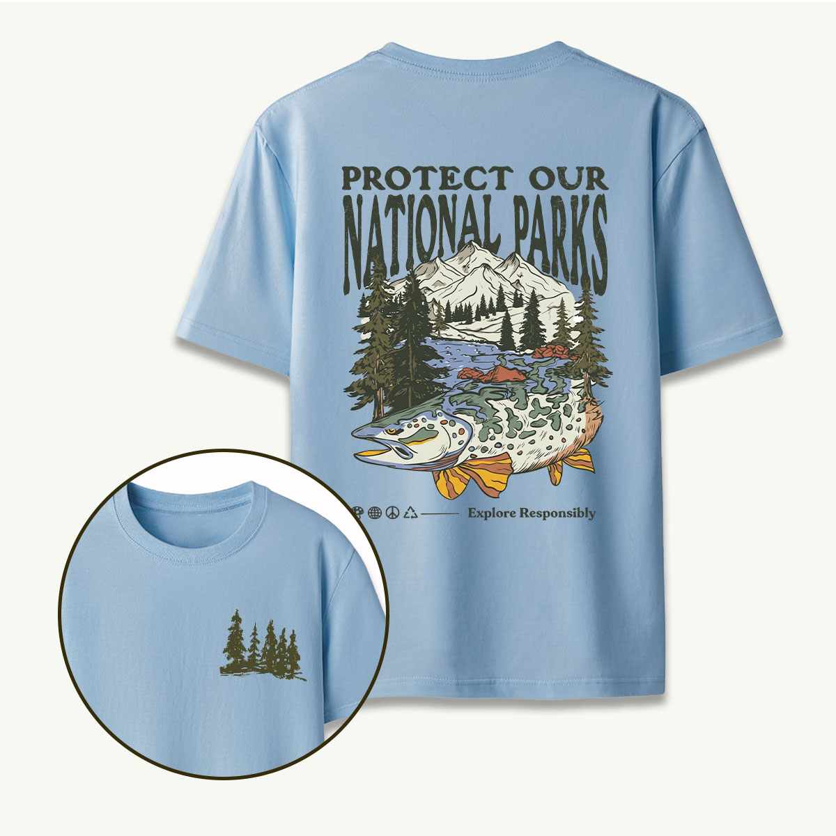 Nature Hiking Explorer Mountain Fish T-Shirt