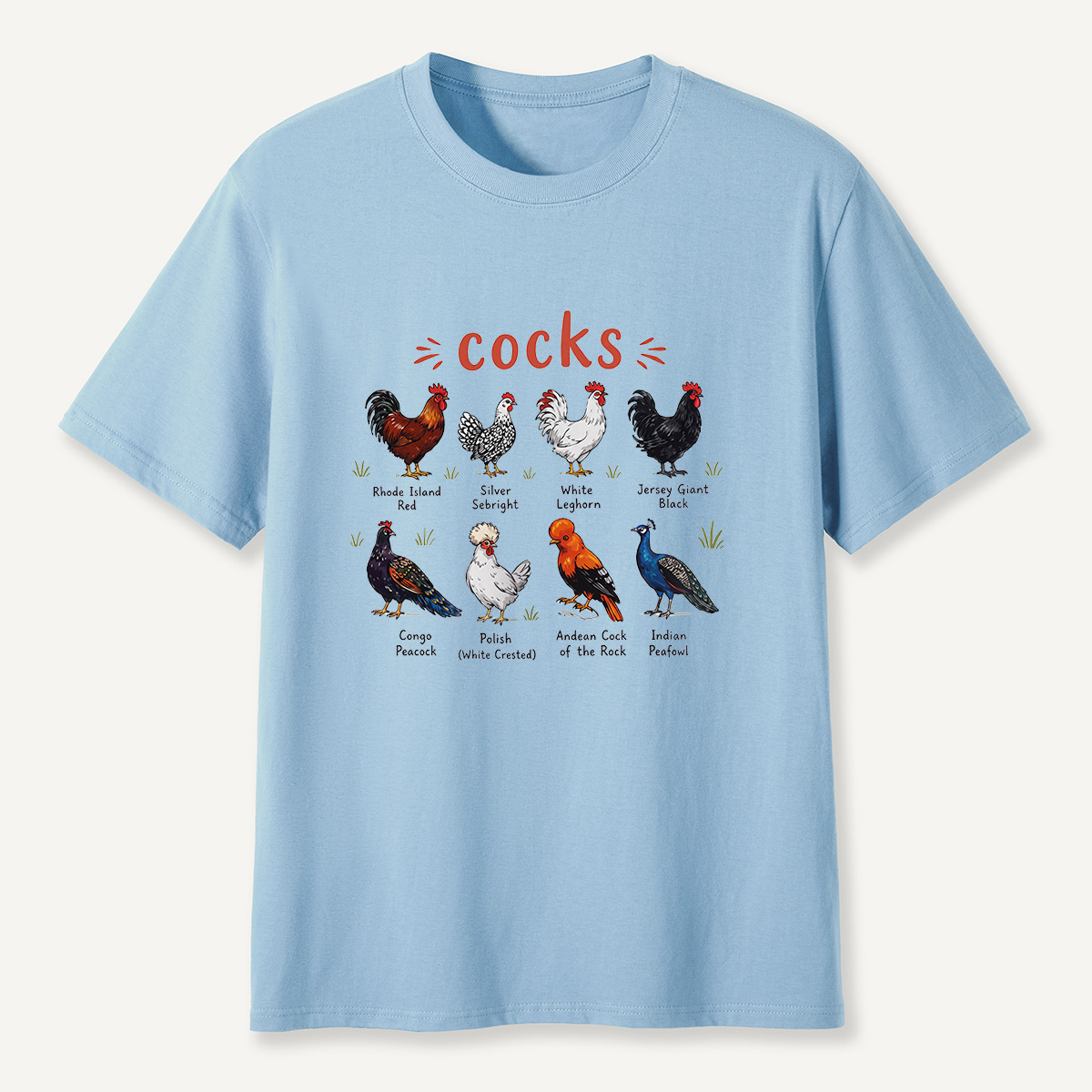 MDCTBYWY26072004 Cocks of the World Illustrated T-Shirt