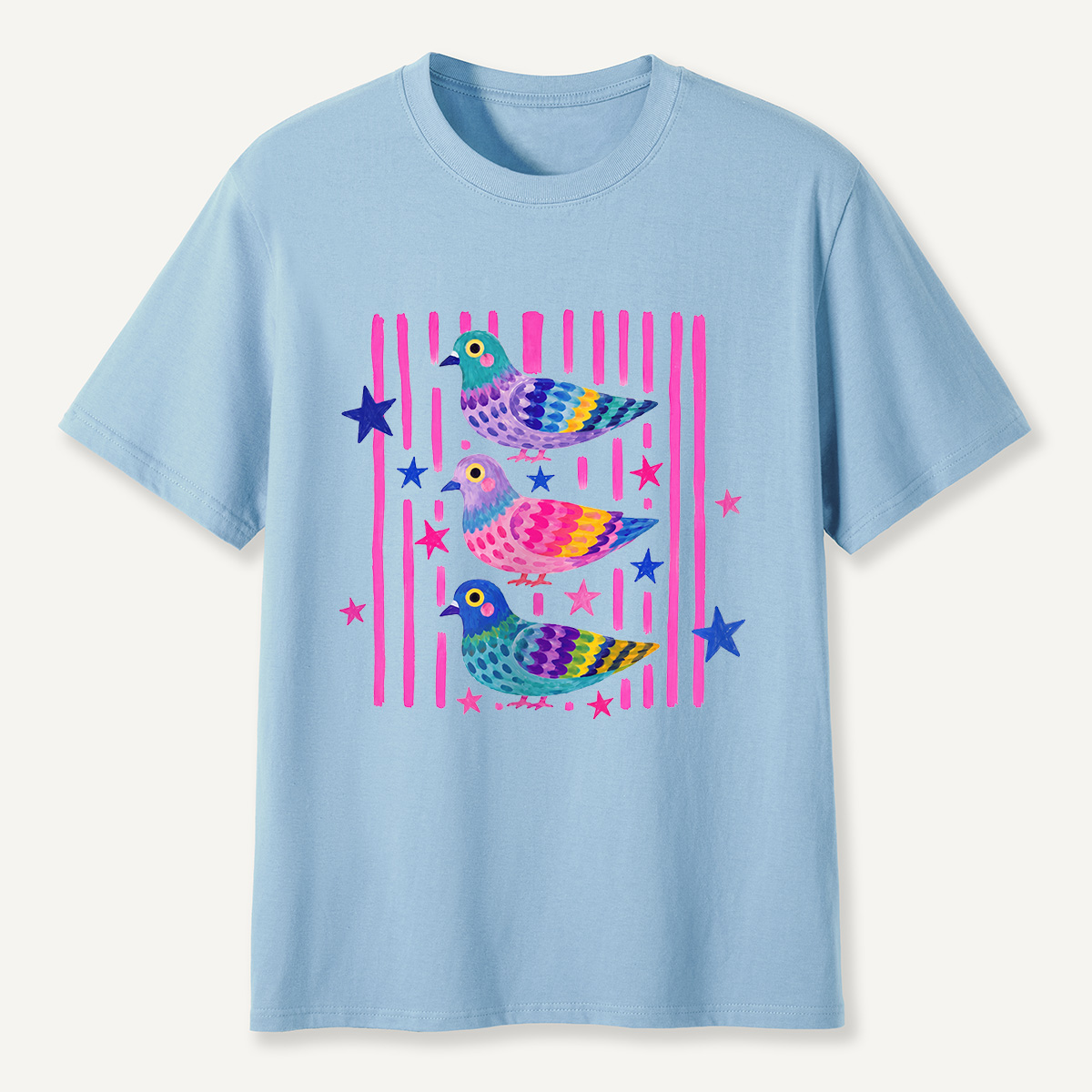 MDCTBYWY26072006 Colorful Pop Pigeon T-Shirt