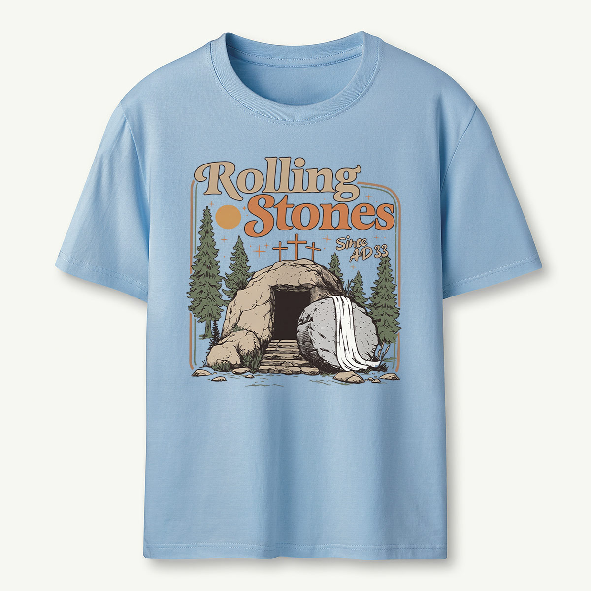 Retro Mountain Nature Cave and Stone T‑Shirt