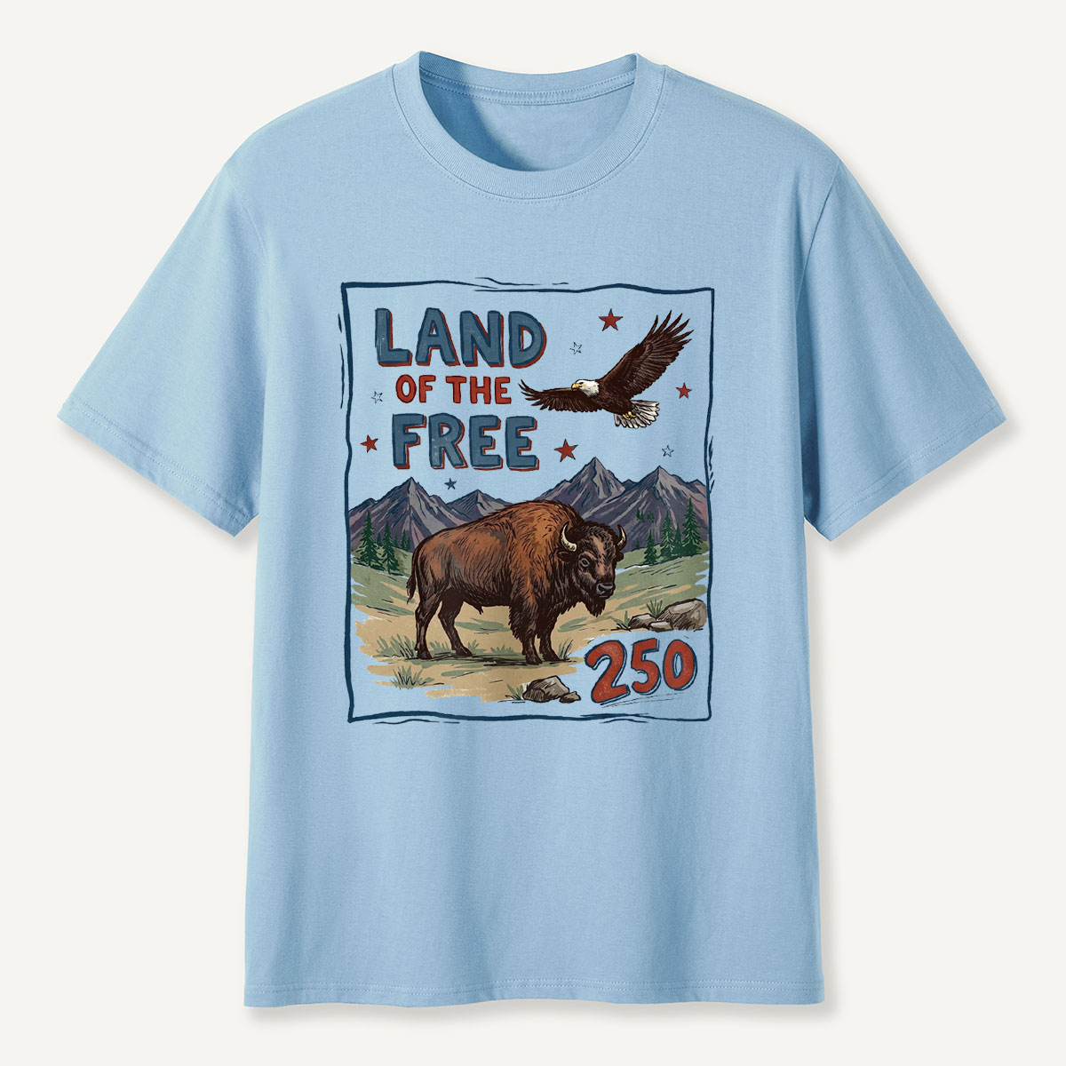 American Wildlife Land of the Free Bison and Eagle T-Shirt