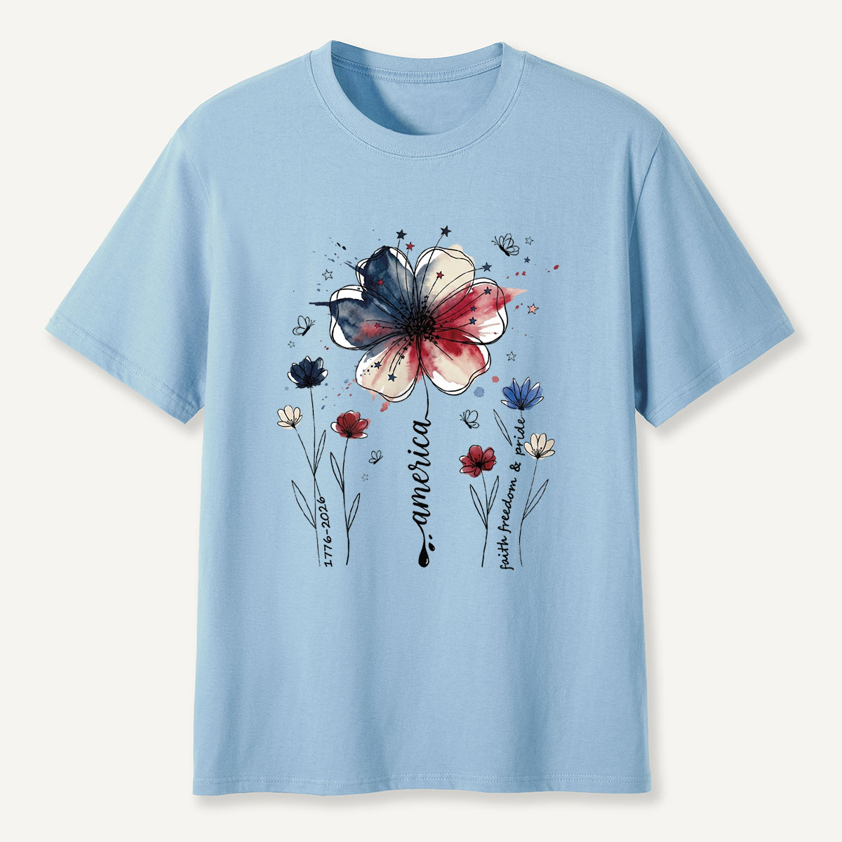 America 1776‑2026 Floral Independence Day T-Shirt