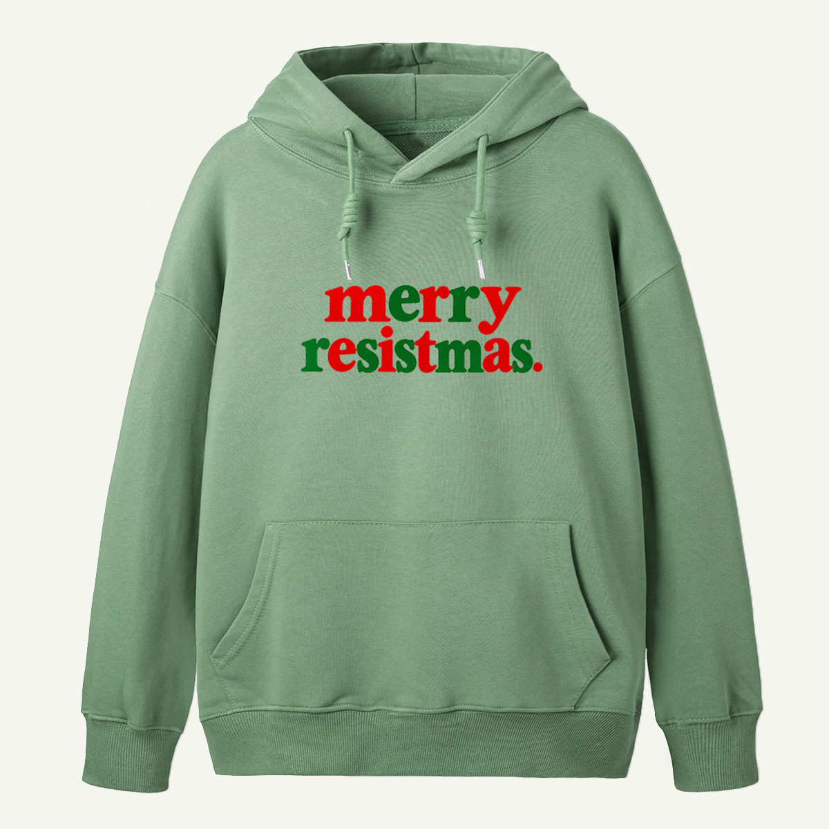 Merry Resistmas Minimalist Red And Green Holiday Typography Hoodie