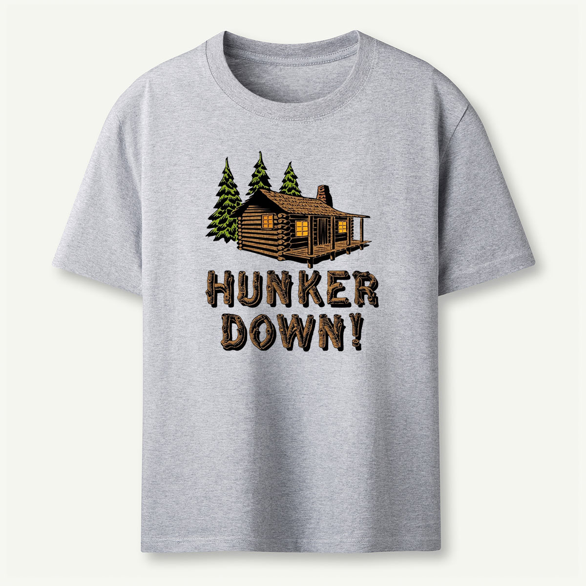 Hunker Down Log Cabin Rustic Retreat T-Shirt