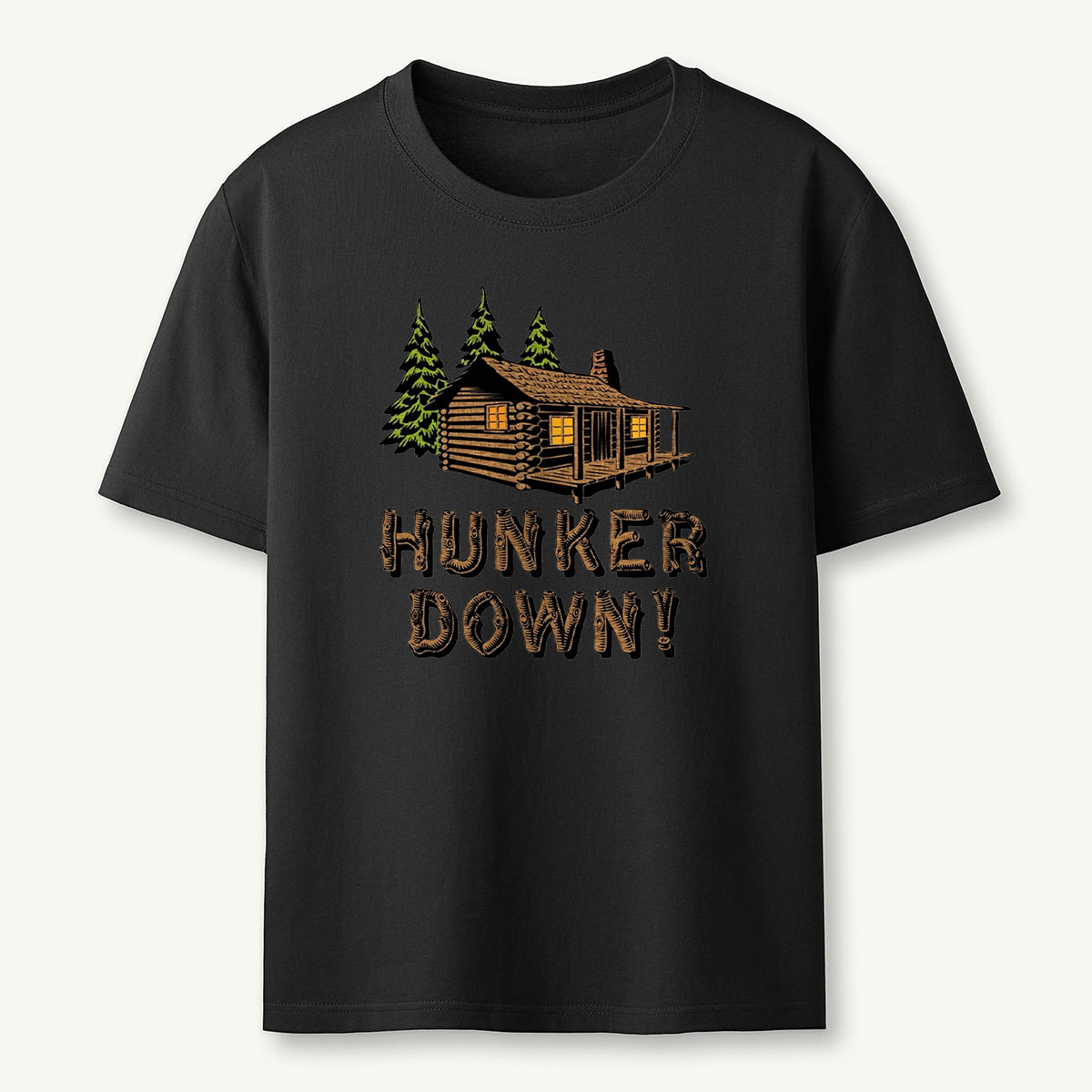 Hunker Down Log Cabin Rustic Retreat T-Shirt