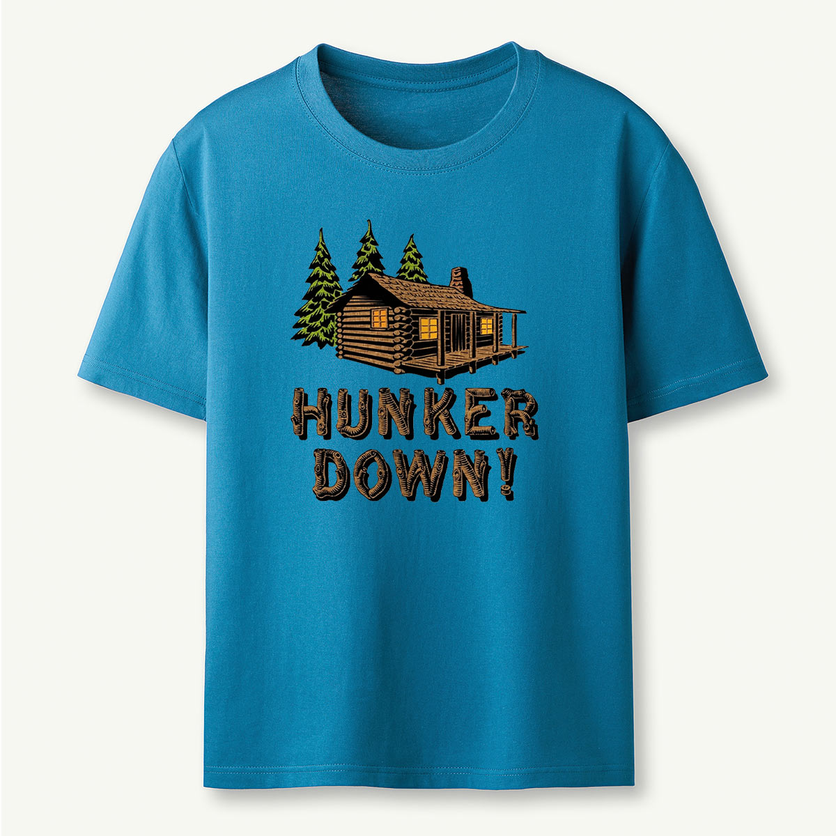 Hunker Down Log Cabin Rustic Retreat T-Shirt