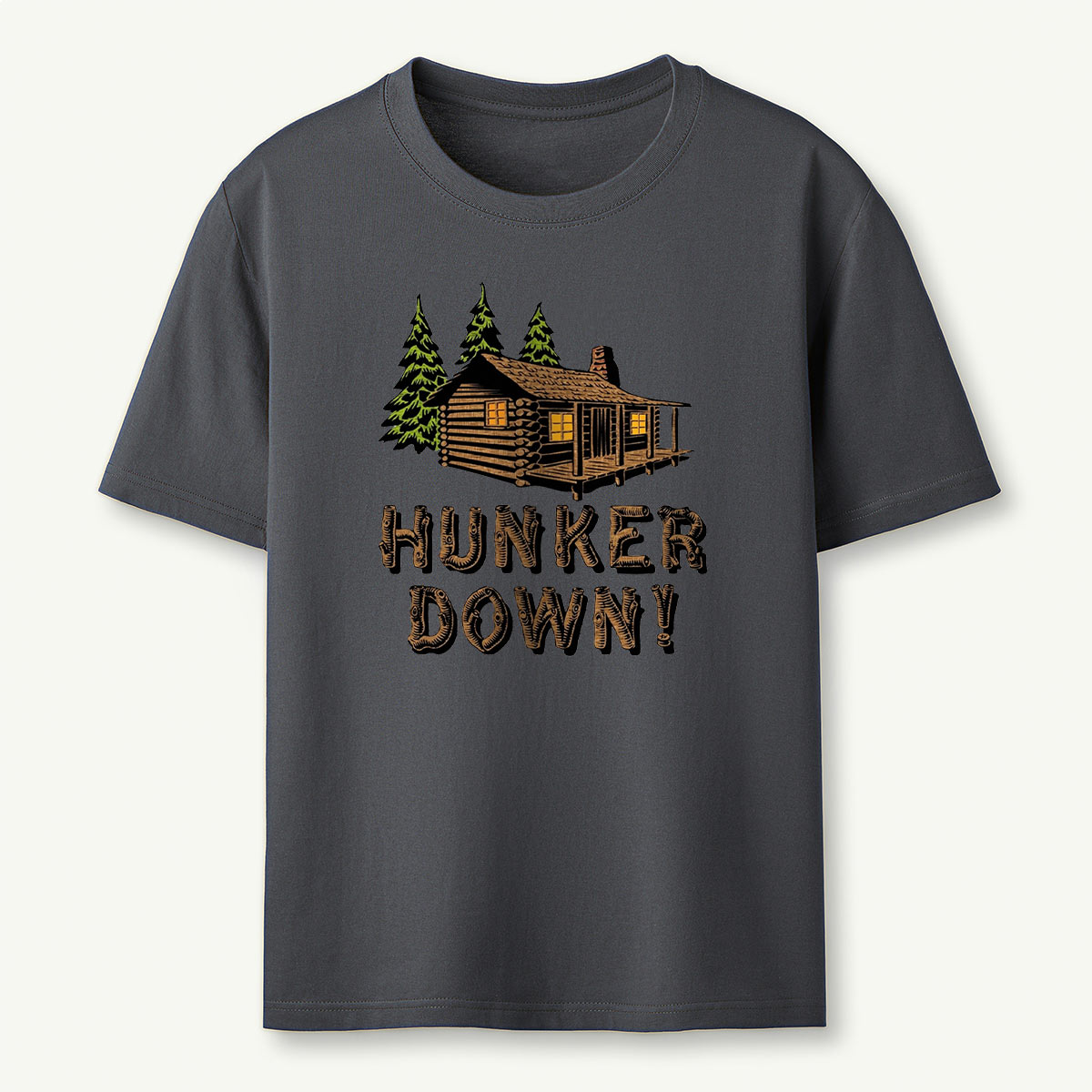 Hunker Down Log Cabin Rustic Retreat T-Shirt