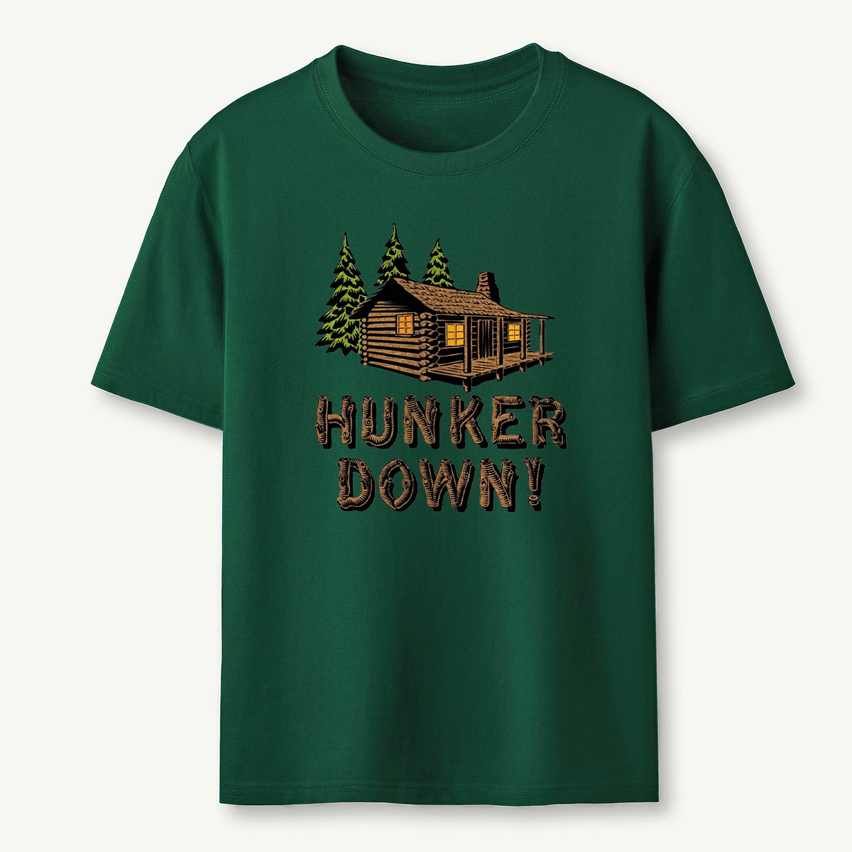 Hunker Down Log Cabin Rustic Retreat T-Shirt