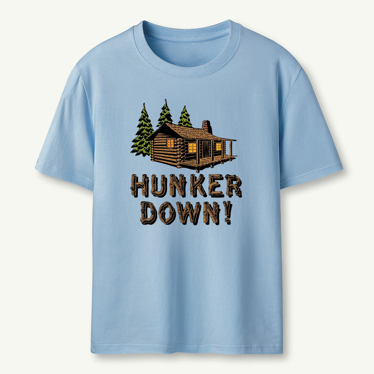 Hunker Down Log Cabin Rustic Retreat T-Shirt
