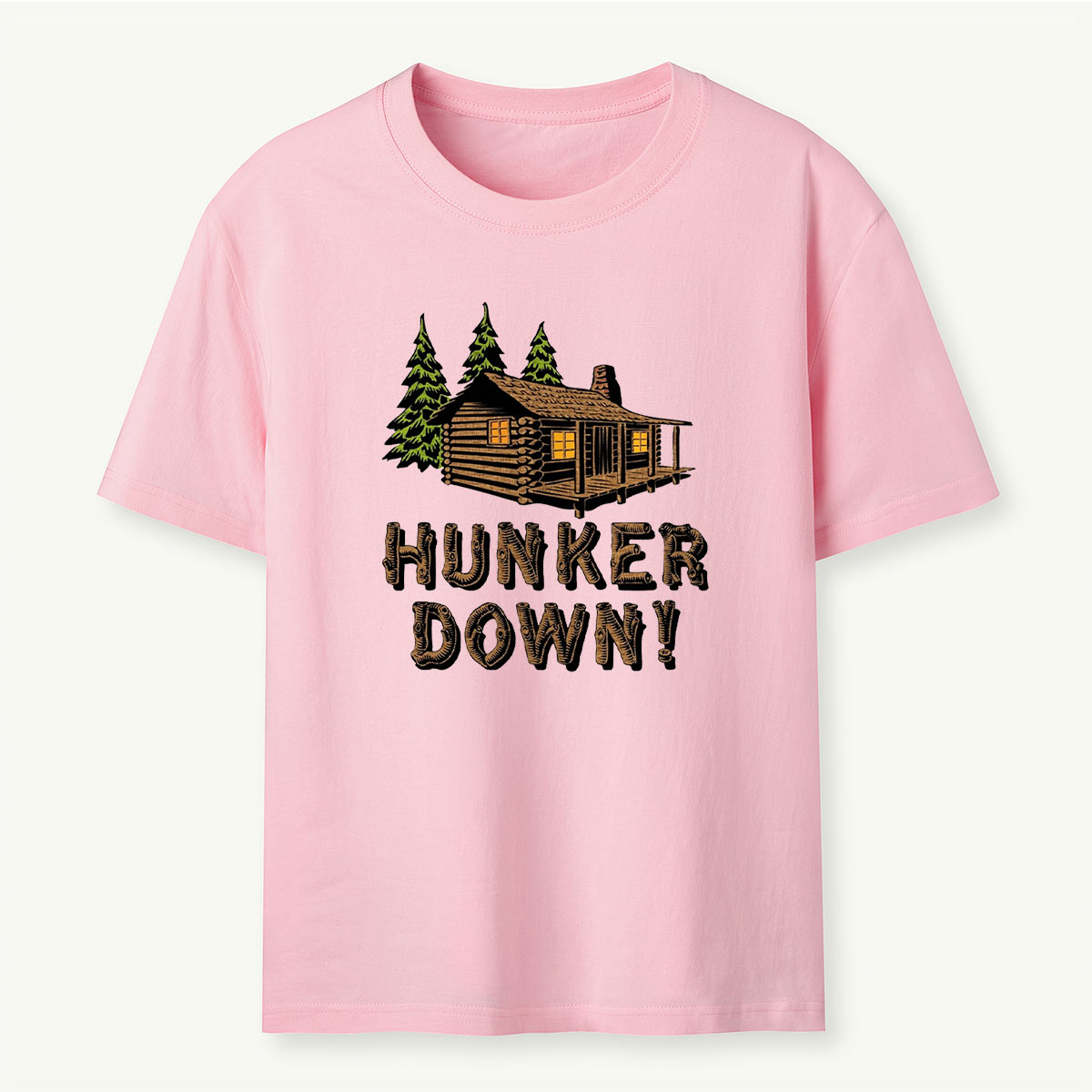 Hunker Down Log Cabin Rustic Retreat T-Shirt