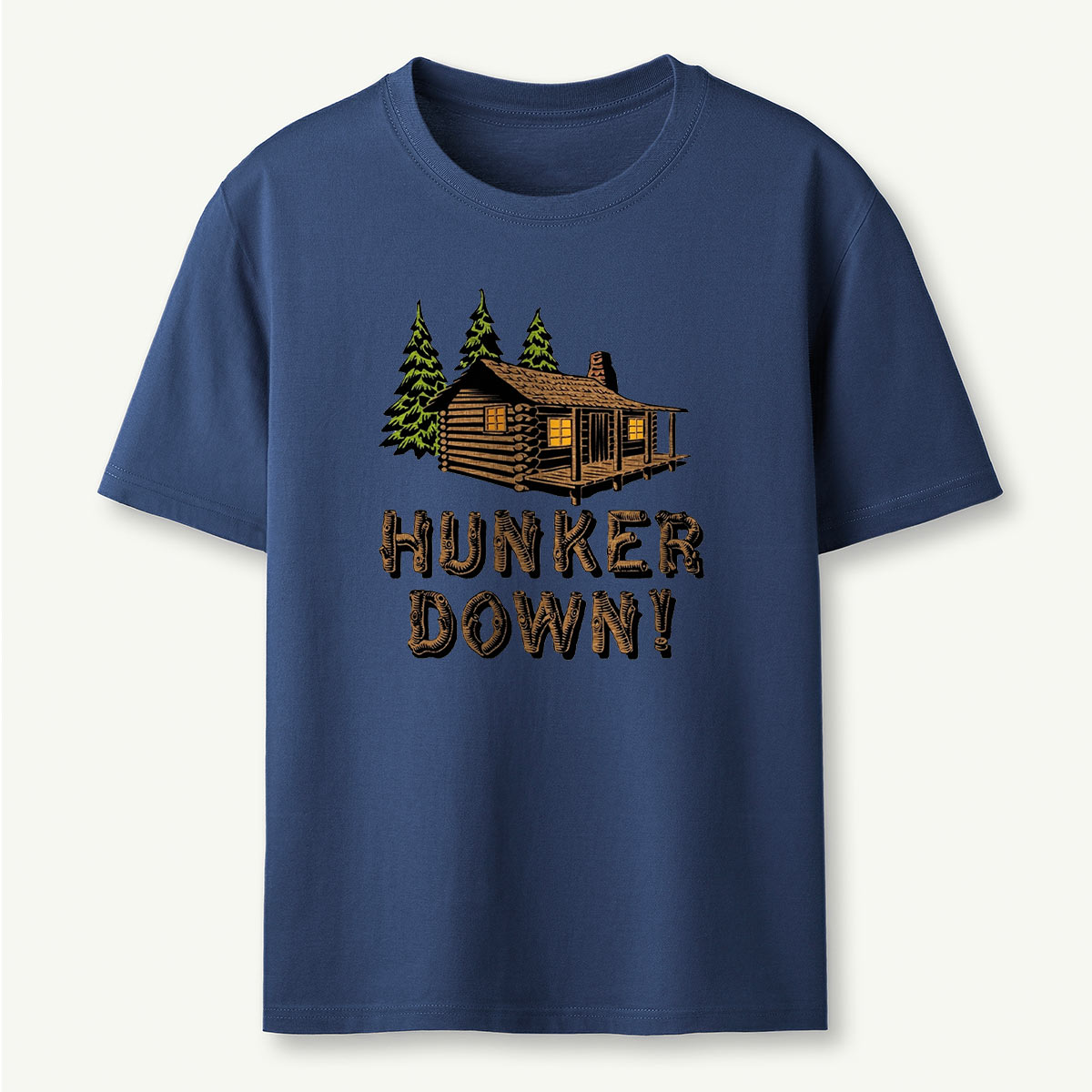 Hunker Down Log Cabin Rustic Retreat T-Shirt