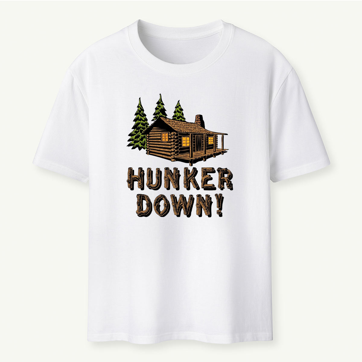Hunker Down Log Cabin Rustic Retreat T-Shirt