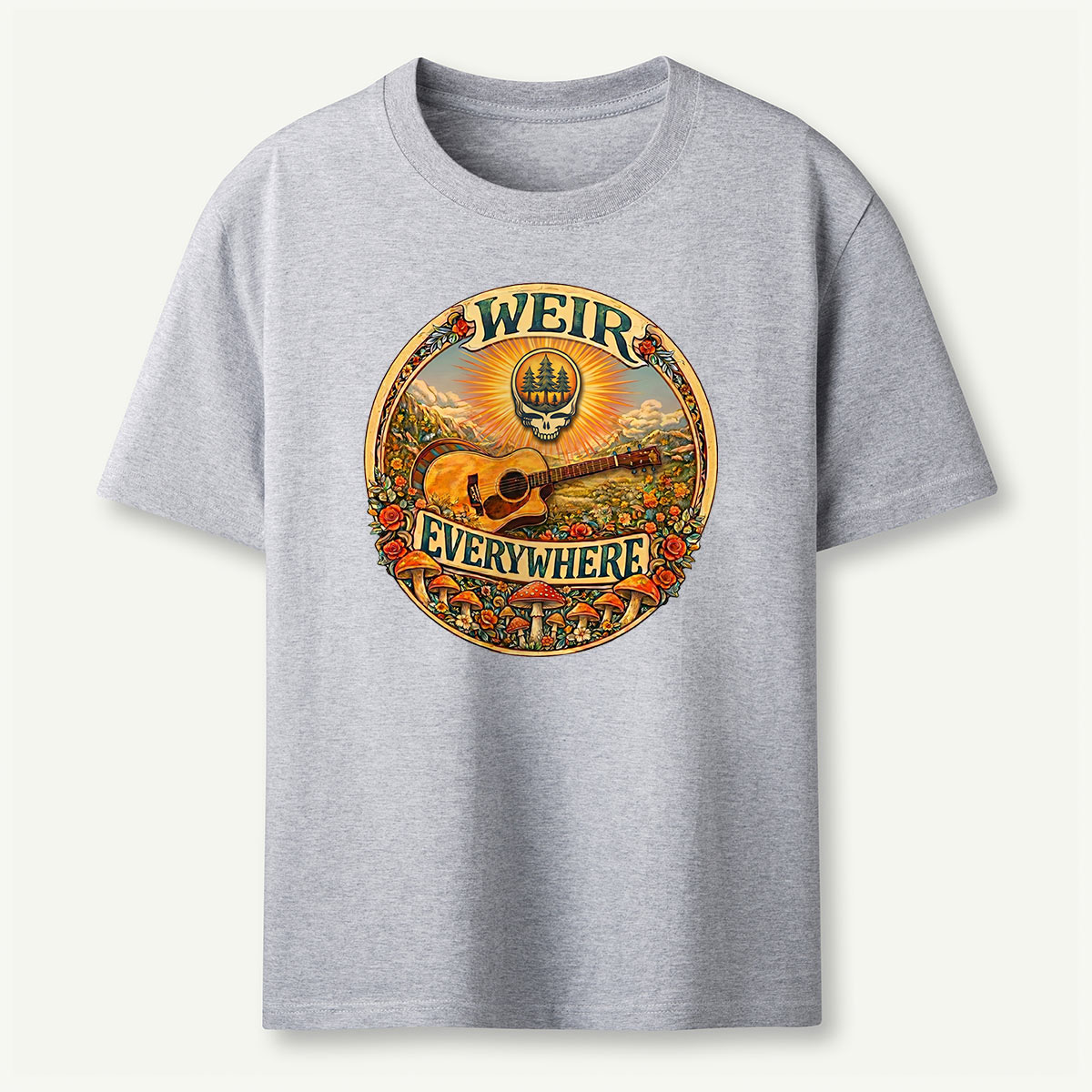 Retro Forest Sunrise Guitar T-Shirt