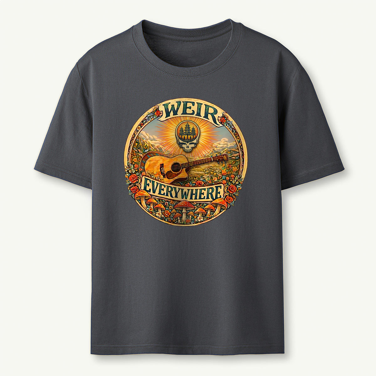 Retro Forest Sunrise Guitar T-Shirt