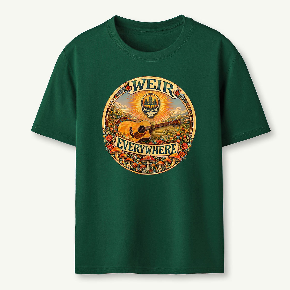 Retro Forest Sunrise Guitar T-Shirt
