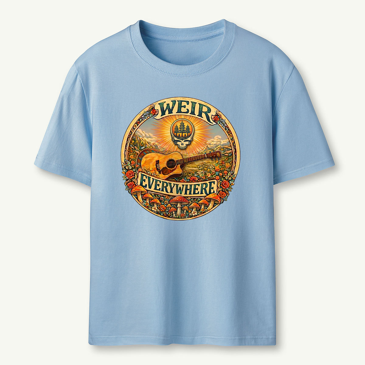 Retro Forest Sunrise Guitar T-Shirt