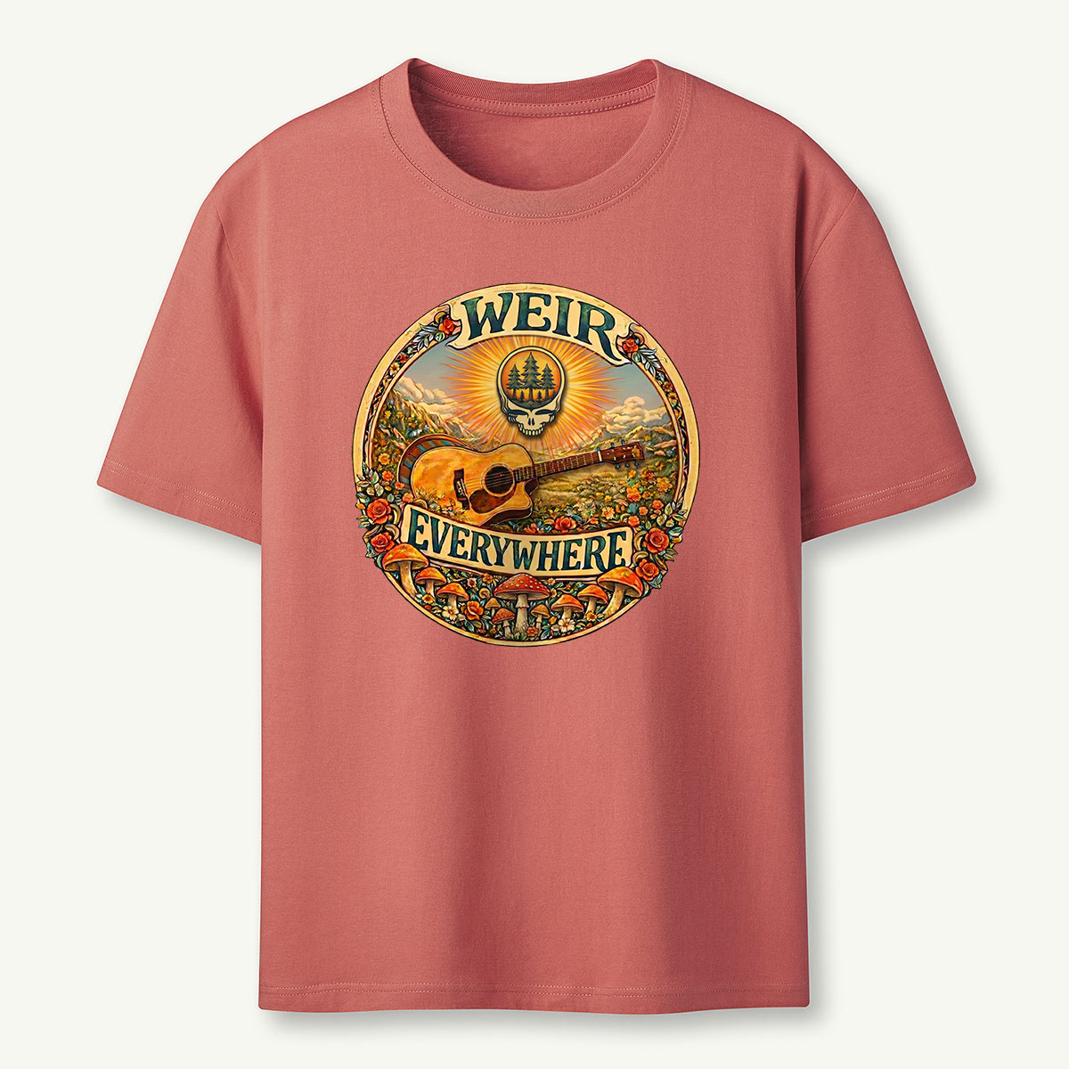Retro Forest Sunrise Guitar T-Shirt