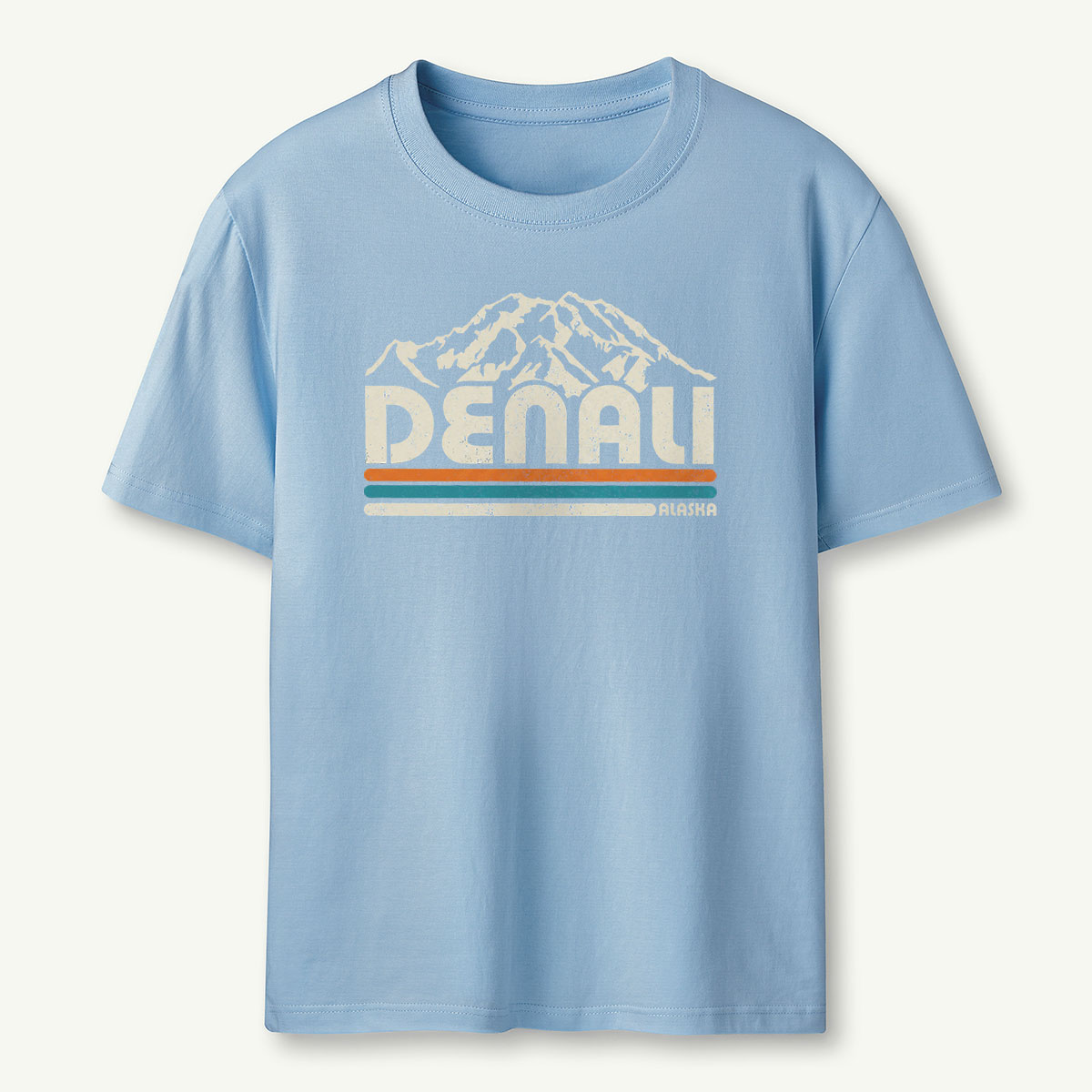 Mountain Denali Alaska Retro Stripe T-Shirt