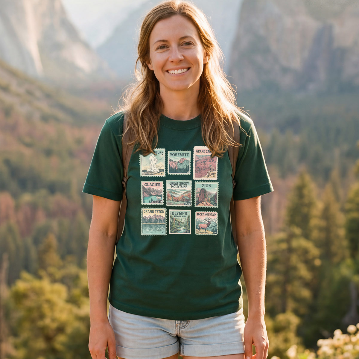 National Park Retro Nature Stamp Collection T-Shirt