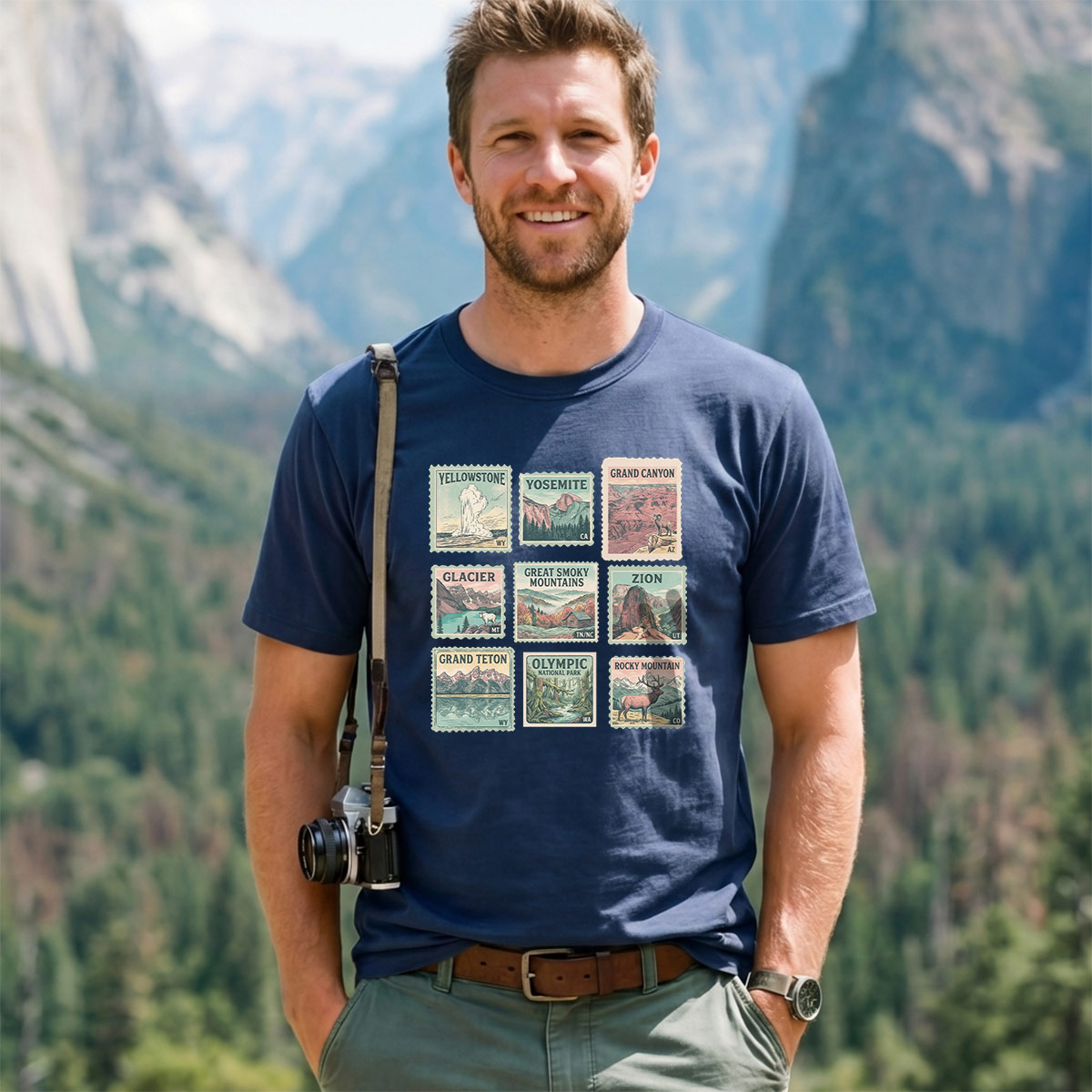National Park Retro Nature Stamp Collection T-Shirt