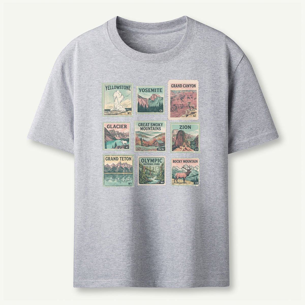 National Park Retro Nature Stamp Collection T-Shirt