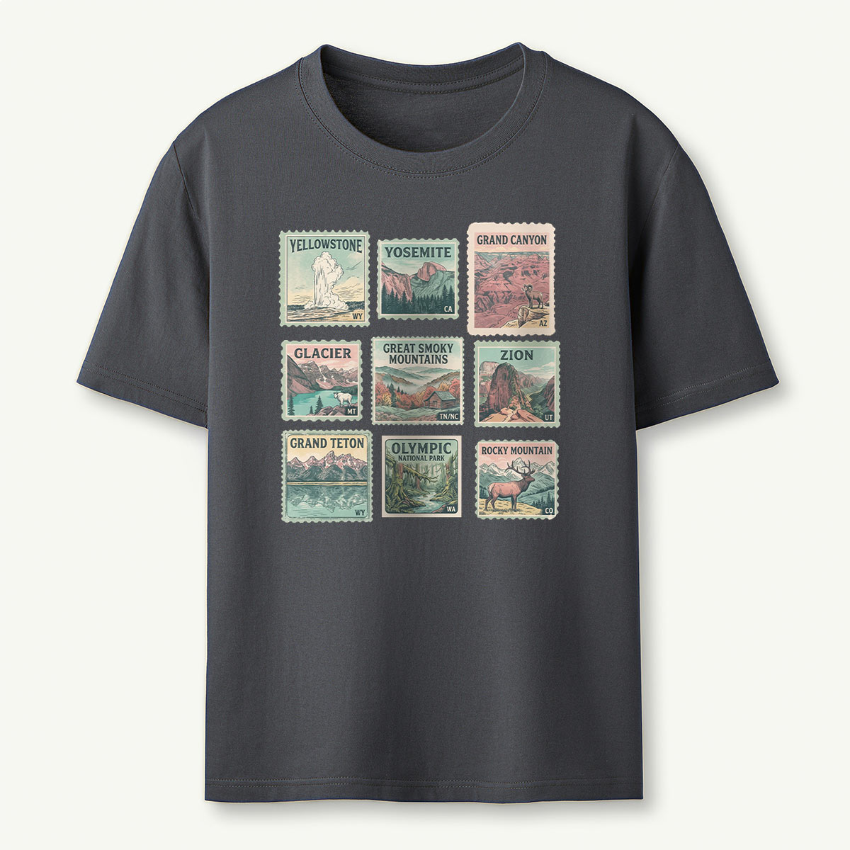 National Park Retro Nature Stamp Collection T-Shirt